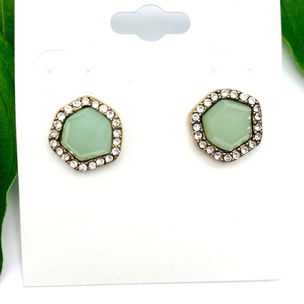 Elegant Mint Green Earrings with Crystal Accents